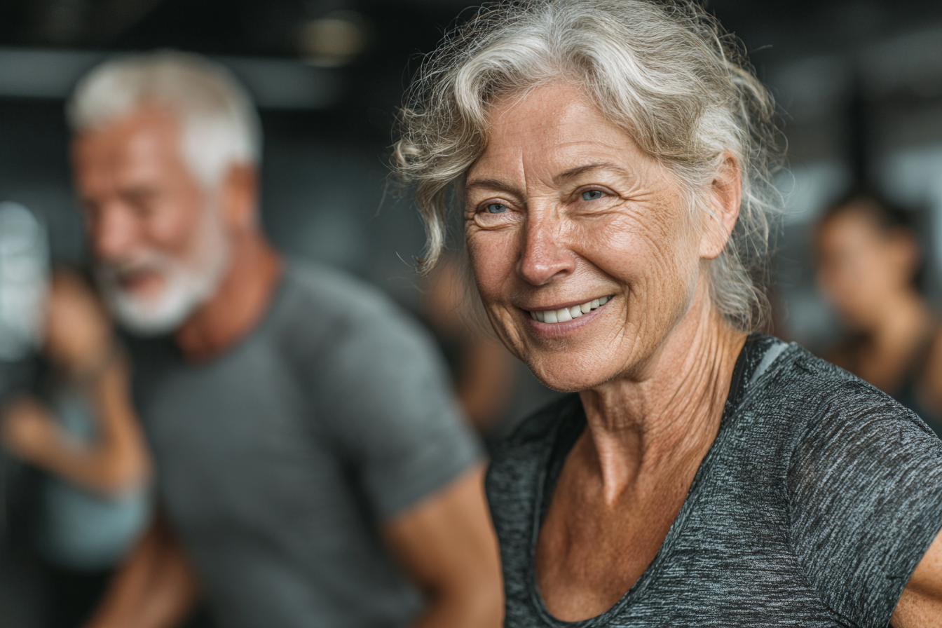 Група възрастни хора практикуват тай чи в парк сутрин